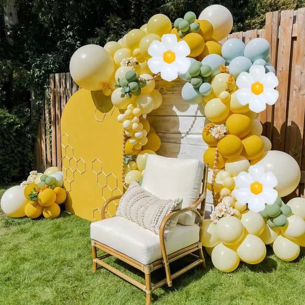 Yellow Daisy Flower Helium Balloon Arch Kit