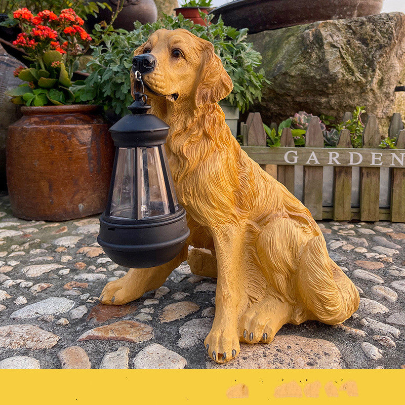 Solar-Powered LED Light Dog Statue