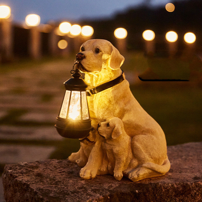 Solar-Powered LED Light Dog Statue