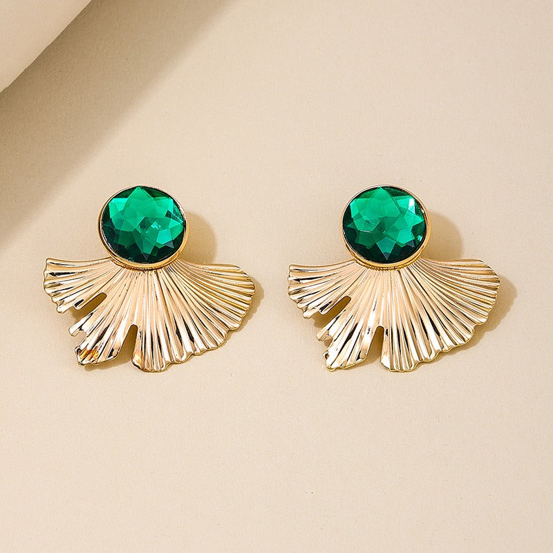 Fan-Shaped Emerald Earrings