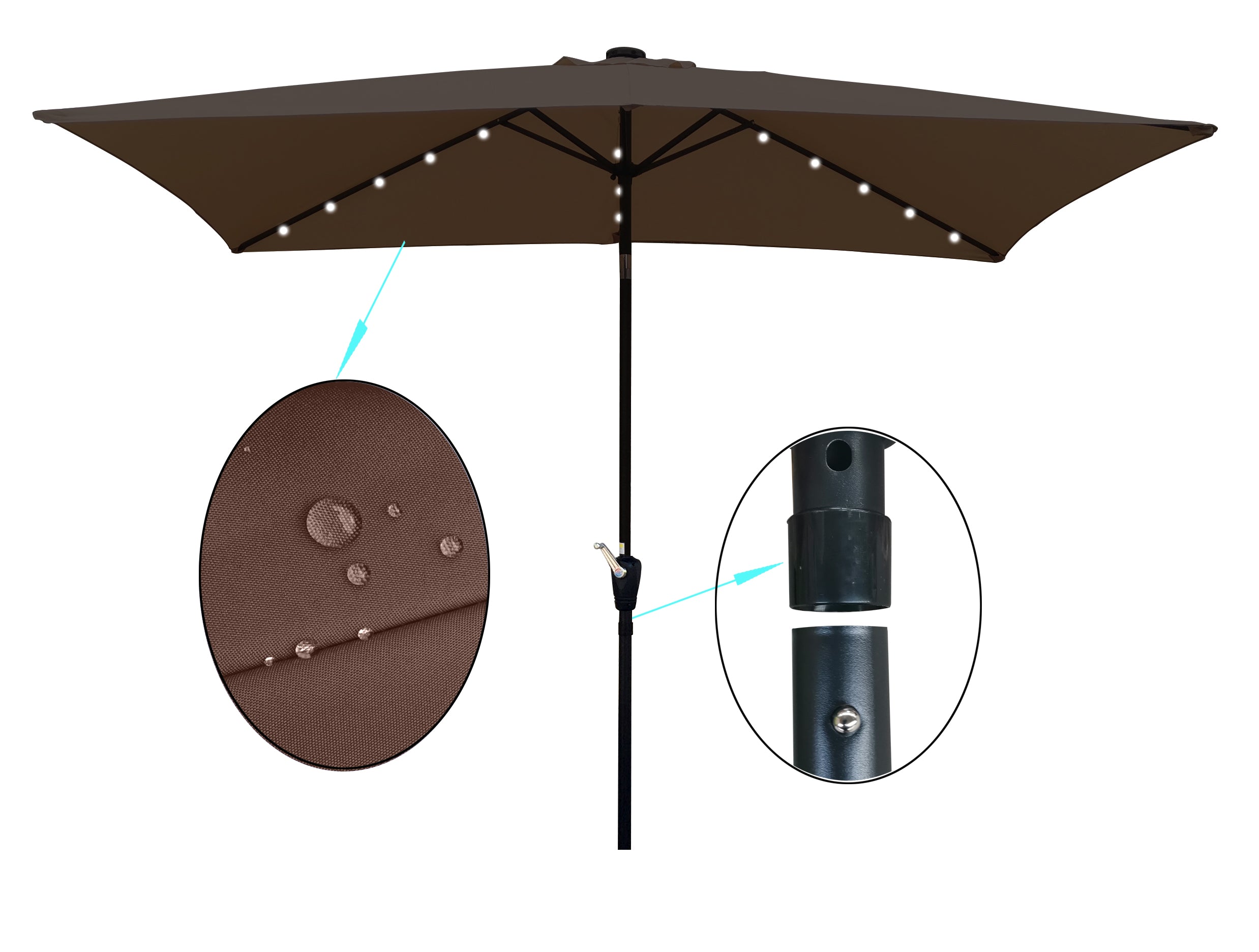Solar LED Lighted Rectangular Patio Umbrella