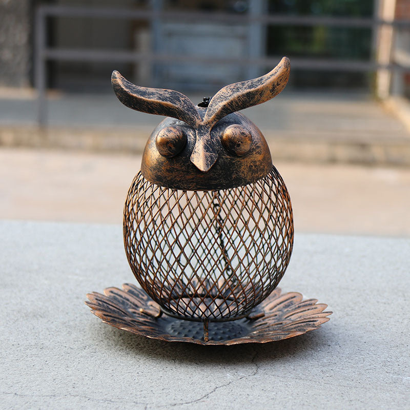 Household Bronze Owl Bird Feeder