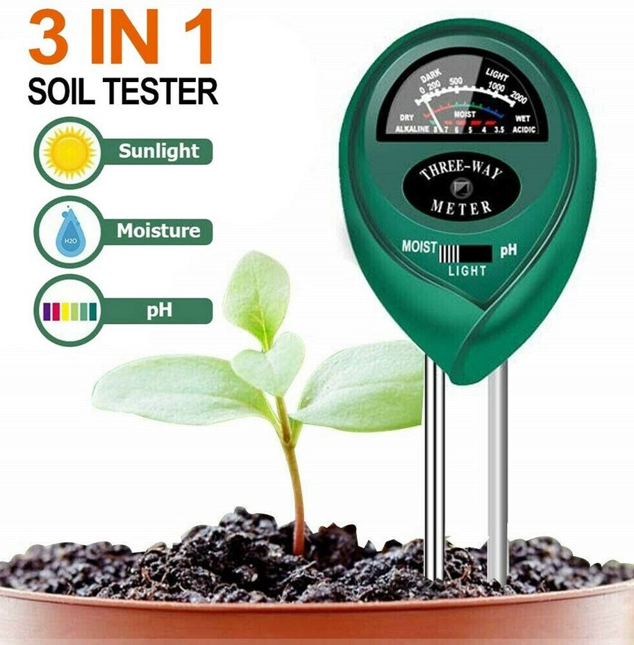 3 in 1 Soil Tester: Measure pH, Moisture, and Light for Garden Plants and Flowers