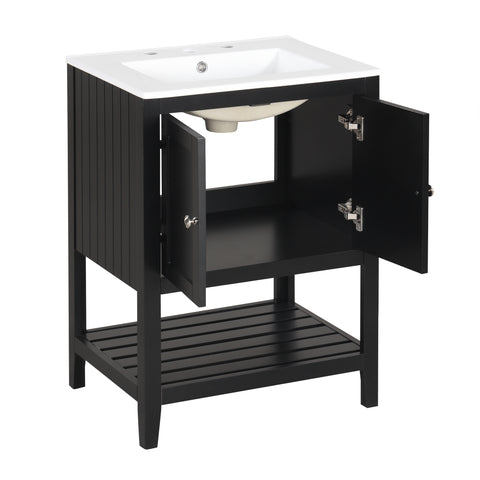 24" Black Bathroom Vanity with Sink