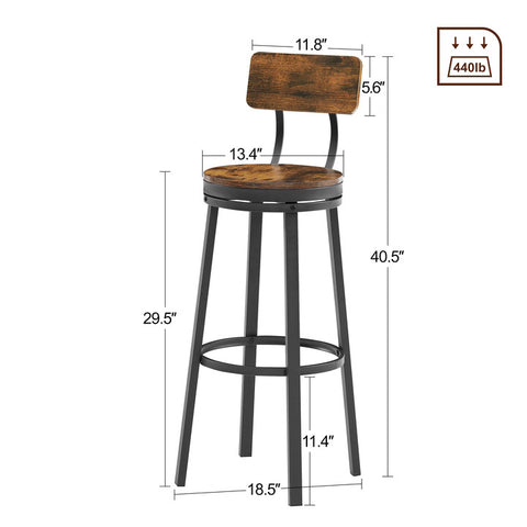 Industrial Swivel Bar Stool Set of 2