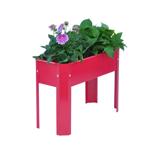 Red Metal Elevated Garden Bed