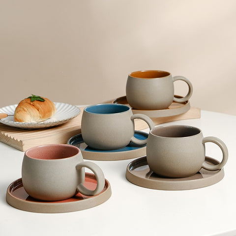 Ceramic Coffee Mug and Saucer Set