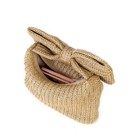 Bow Straw Clutch Purses for Women