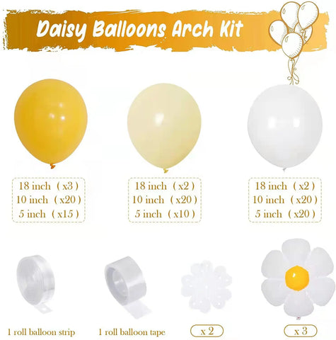 Yellow Daisy Flower Helium Balloon Arch Kit