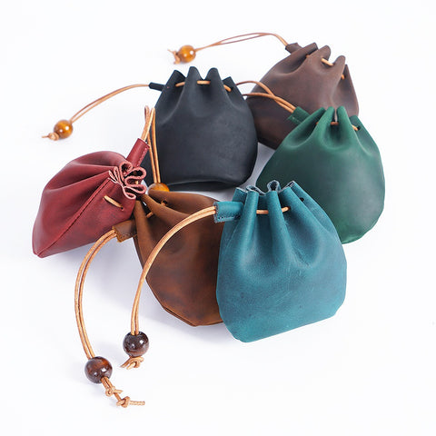 Leather Drawstring Coin Purse