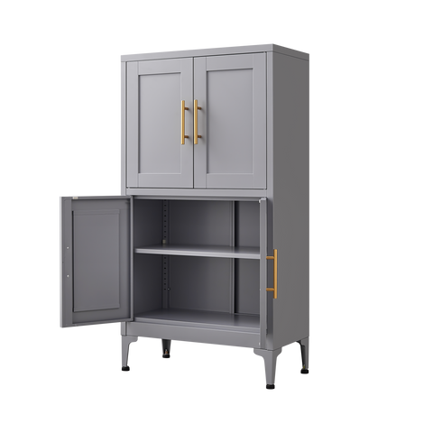 Gray Metal Kitchen Storage Cabinet