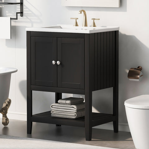 24" Black Bathroom Vanity with Sink