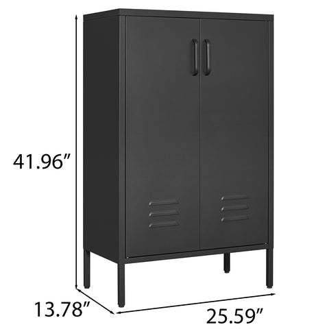 Lockable Steel Storage Cabinet with 2 Doors and Adjustable Shelves