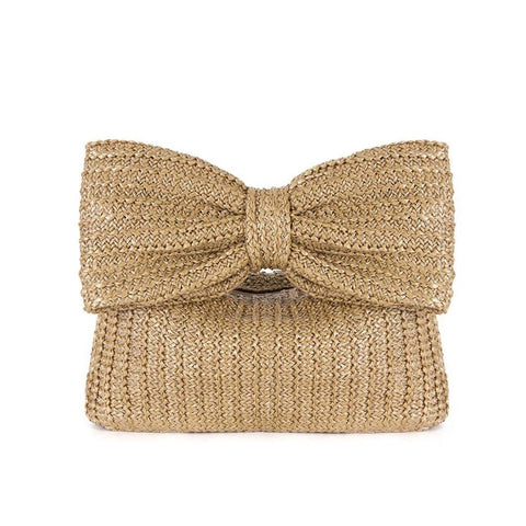 Bow Straw Clutch Purses for Women