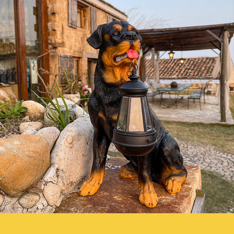 Solar-Powered LED Light Dog Statue