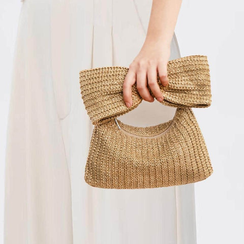 Bow Straw Clutch Purses for Women