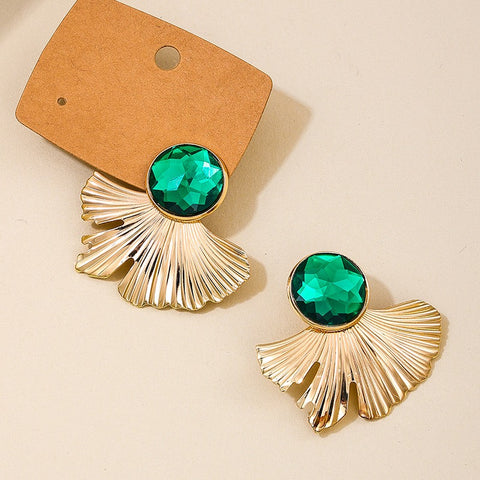 Fan-Shaped Emerald Earrings