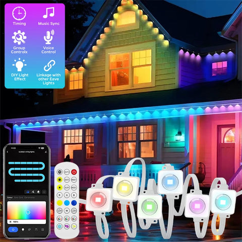 Smart Permanent Outdoor Lights, 100ft with 60 LED RGB String Lights