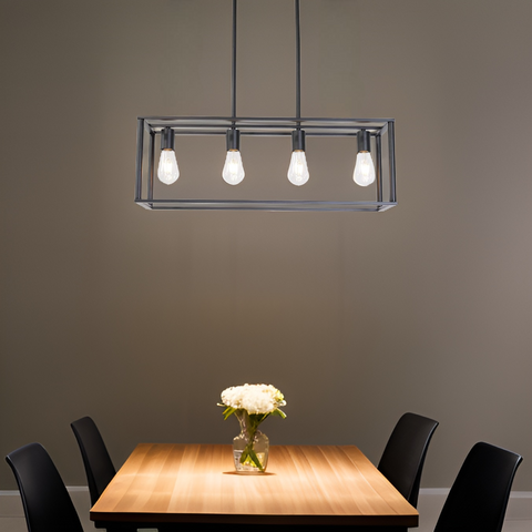 Black Chandeliers Lighting Fixture Linear Pendant Modern 4-Light