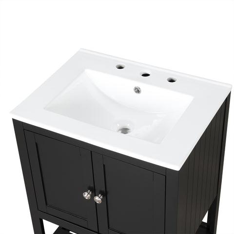 24" Black Bathroom Vanity with Sink