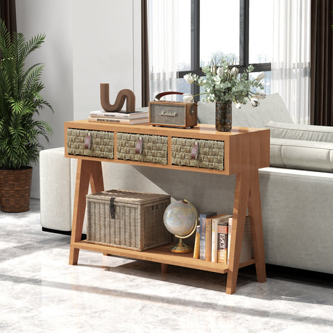 Medieval Modern Console Table with Storage and Drawers