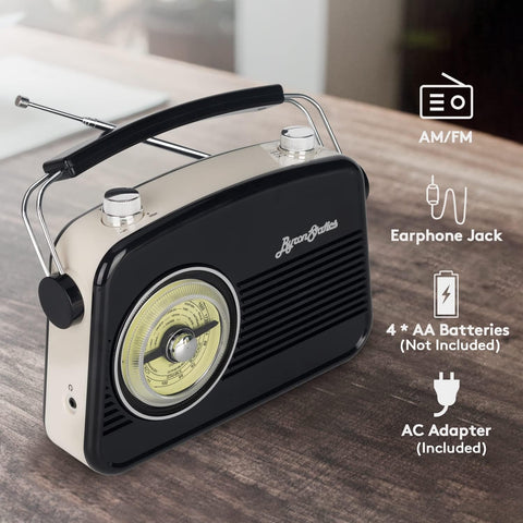 Portable Radios Vintage/Retro with Headphone Jack, Large Analog Rotary Tuning Dial