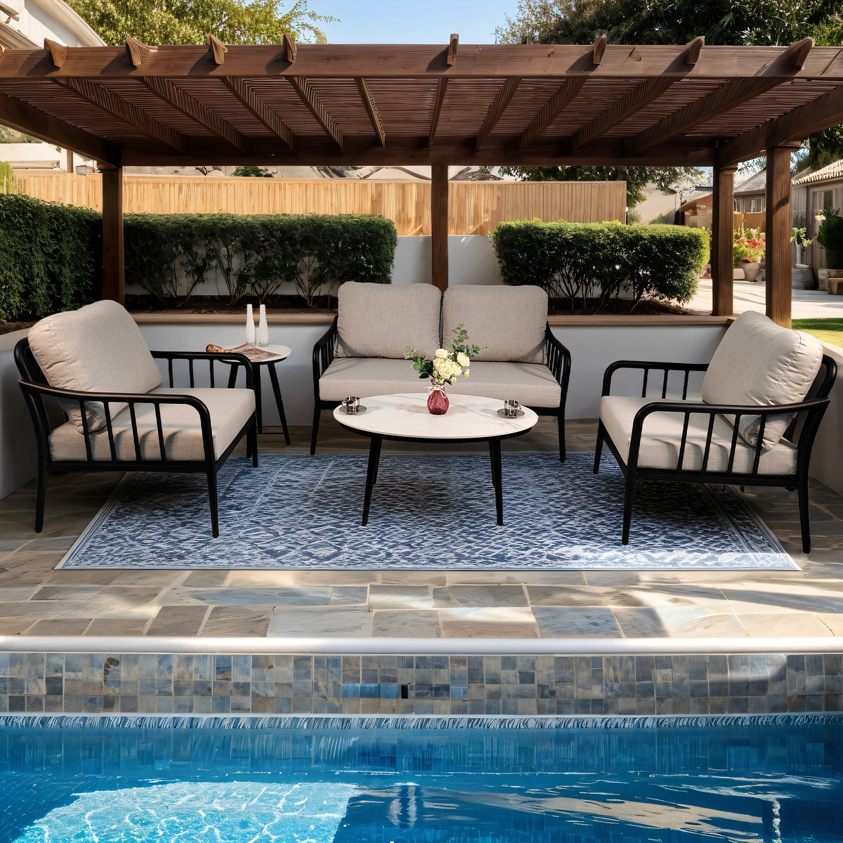 5-Piece Modern Aluminum Patio Furniture Sets