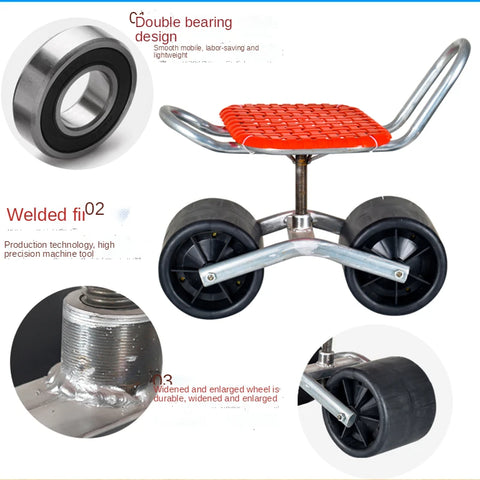 Rotating Garden Work Seat with Wheels