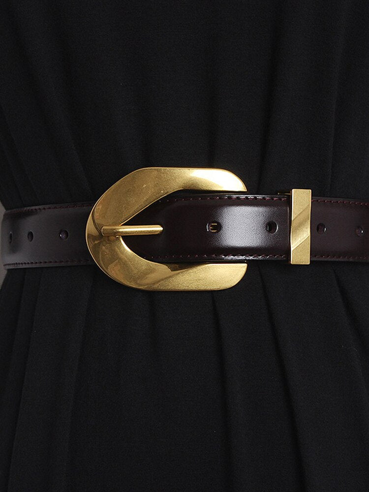 High Waist Patchwork PU Leather Belt