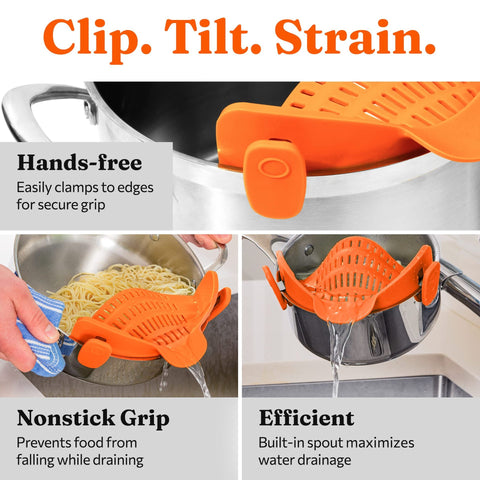 Clip-On Silicone Strainer for All Pots and Pans