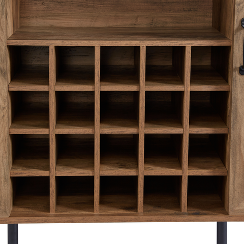 Oak Faux Rattan Barn Door Wine Cabinet