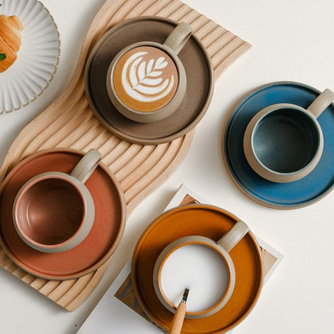 Ceramic Coffee Mug and Saucer Set