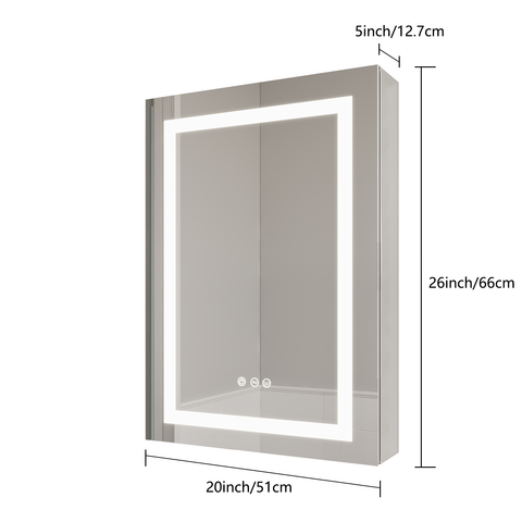 20 x 26 inch LED Bathroom Medicine Cabinet with Mirror (Left Door)