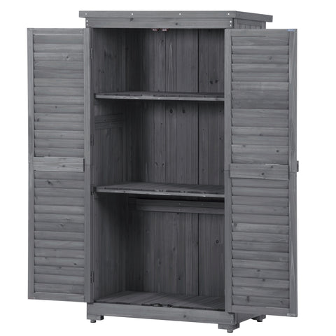 3-Tier Wooden Garden Shed Patio Storage Cabinet