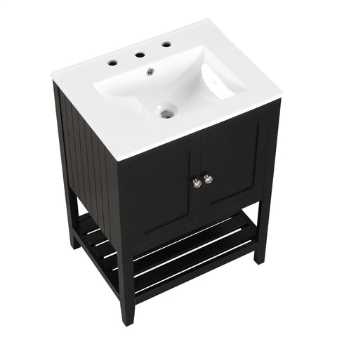 24" Black Bathroom Vanity with Sink