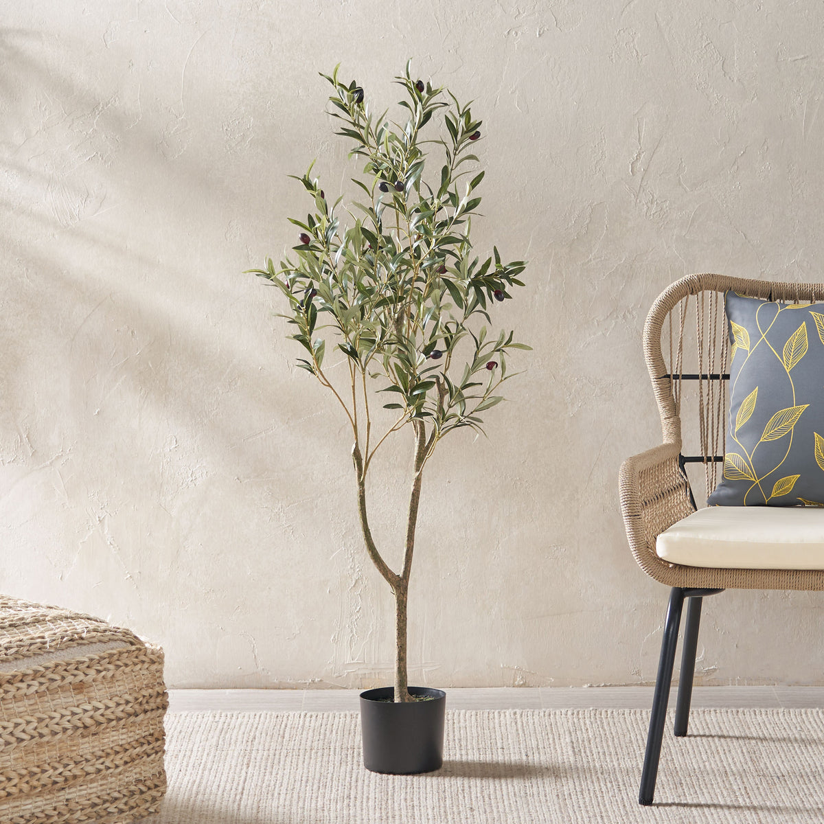 47" Artificial Olive Tree in Pot