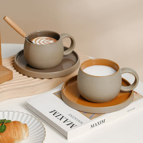 Ceramic Coffee Mug and Saucer Set