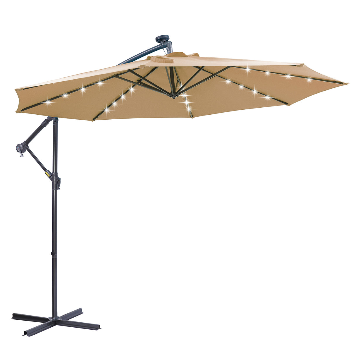 10ft Solar Offset Patio Umbrella With 32 Led Lights