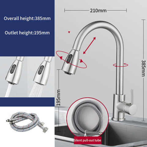 Kitchen Pull-Out Faucet with 360° Rotation