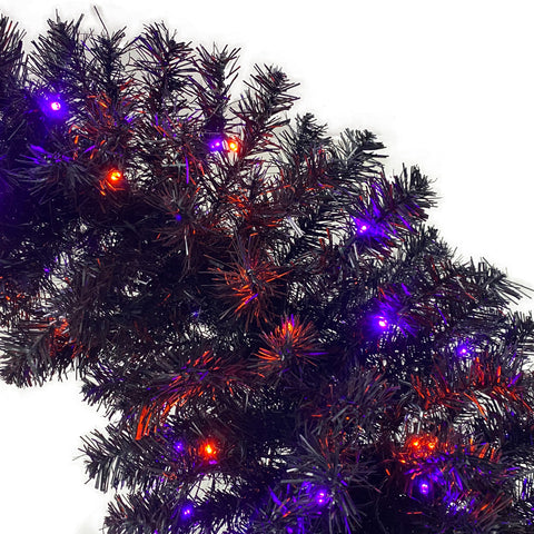 6FT Black Halloween Tree with 300 LED Lights and 1080 Bendable Branches for Halloween Christmas Thanksgiving Decor