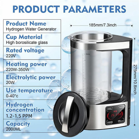 2L Large Capacity Hydrogen Water Pitcher Maker Machine