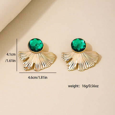 Fan-Shaped Emerald Earrings