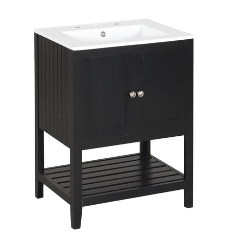 24" Black Bathroom Vanity with Sink