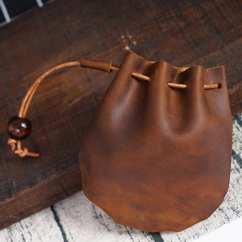 Leather Drawstring Coin Purse