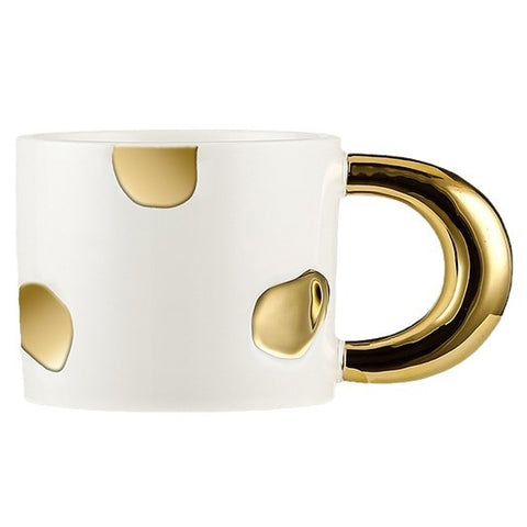 12oz Ceramic Mug with Electroplated Gold Handle