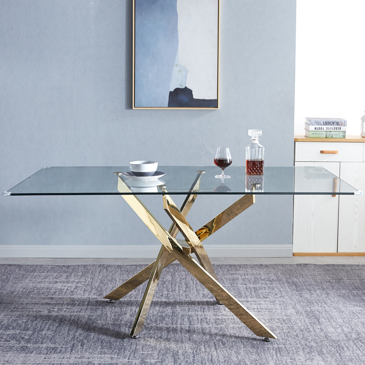 Contemporary Rectangular Glass Dining Table