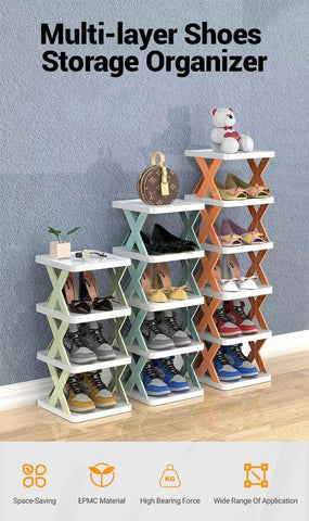 Shoe Storage 2-9 Tier Vertical Shoe Rack | Multi-Layer Folding Shoe Rack