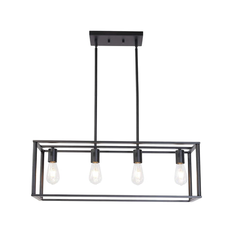 Black Chandeliers Lighting Fixture Linear Pendant Modern 4-Light