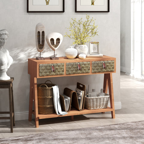 Medieval Modern Console Table with Storage and Drawers