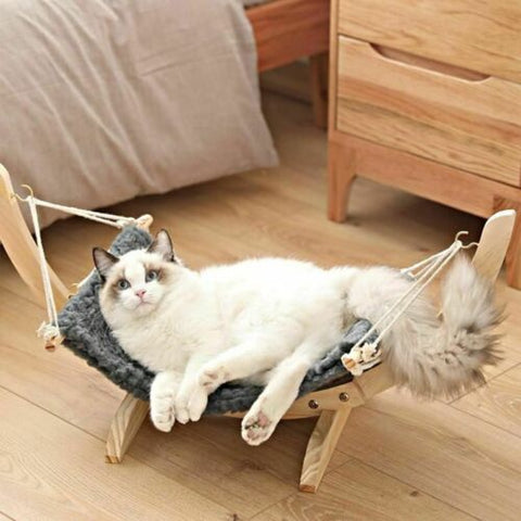 Solid Wood Cat Beds Pet Hammock